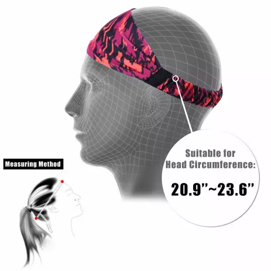 Sports Headband for Men Women Moisture Wicking Sweat Band Elastic Wide Hair Band