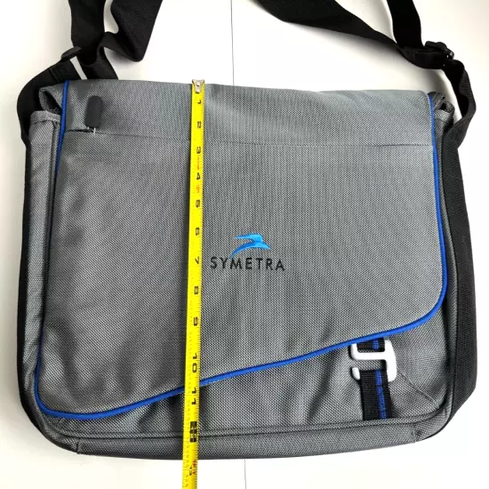 Symetra Gray Blue Laptop Computer Ipad Bag Pockets Shoulder Strap NEW