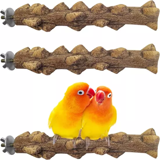 3Pcs Bird Perches for Cage, Nature Wood Prickly Parrot Stand Toy Paw Grinding St