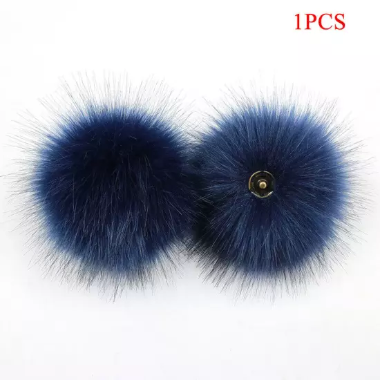 Fluffy Faux Fox Fur Pompom 8cm Pom Poms Ball with Dark Buckle DIY for Hat Bags"