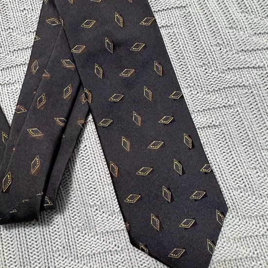 Hugo Boss brown geometric diamond Italian silk tie