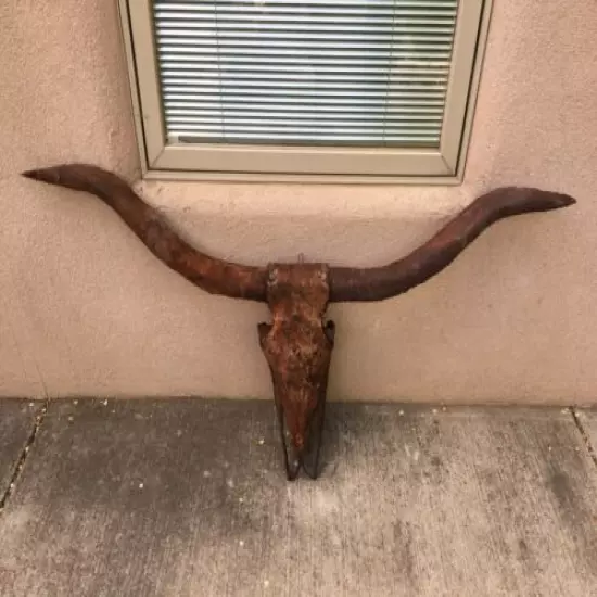 METAL LONGHORN STEER SKULL 4 FEET 9 INCH WIDE HORNS WESTERN COW BULL HEAD