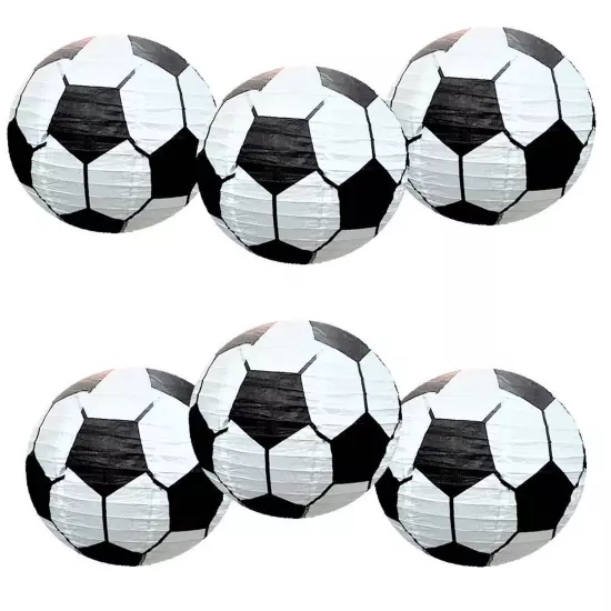 UNIQOOO 6PCS Soccer Ball Football Sports Paper Lantern Set, 12 Inch Extra Lar...