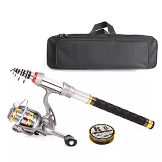 Telescopic Fishing Rod Spinning Reel Set Combo Full Kit Carbon Fiber Rod Pole