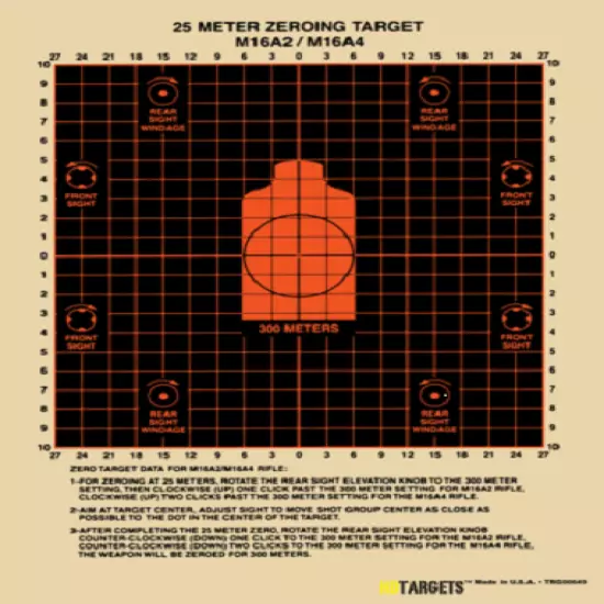 M16A4 target - HD 25 meter zeroing target - splatter (100 per pack)