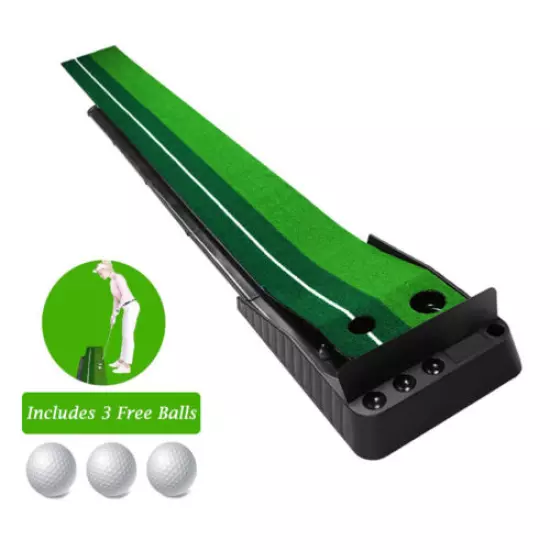 Indoor Golf Putting Green Practice Mat with 3 Balls Baffle Plate Golfs Training