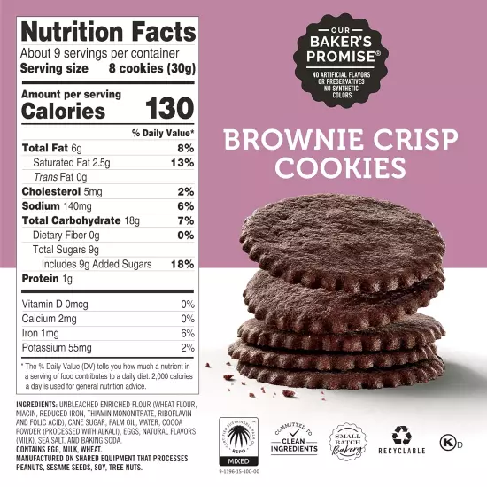 Brownie Crisp Cookie Thins | No Artificial Flavors, Synthetic Colors or Preserva