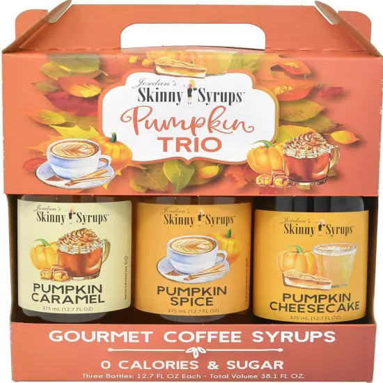 Jordans Sugar Free Skinny Syrups 3 Pack: Pumpkin Spice, Pumpkin Caramel, Pumpkin