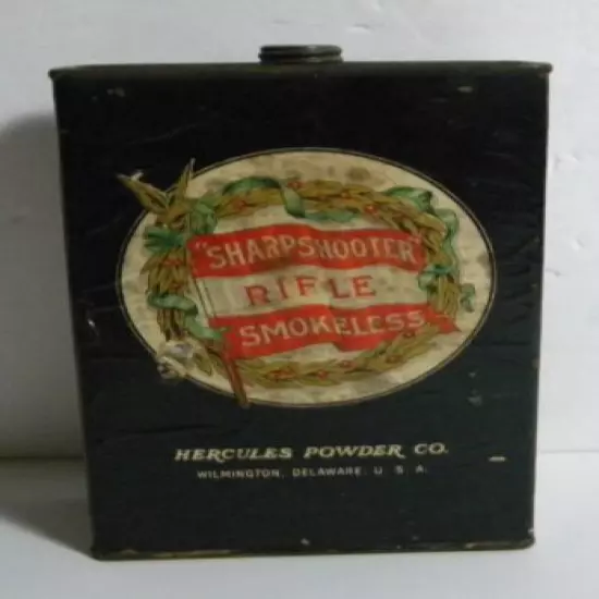 Vintage Hercules Powder Co. Sharpshooter Rifle Smokeless Powder Tin Empty