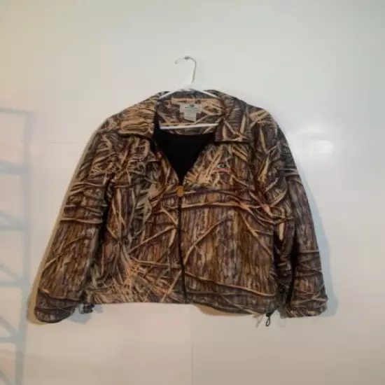 Mossy Oak WindProof Camo Jacket Sz L EUC Full Zip Closure Draw String Waist 