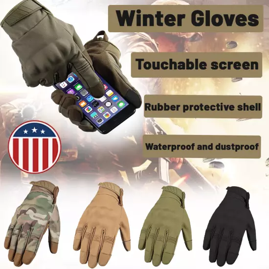 Winter Gloves Touch Screen Full Finger Glove Hard Shell Hunting Cycling for Men