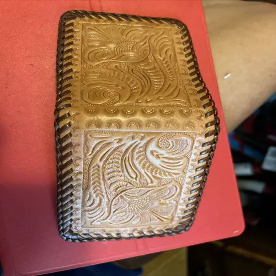 Handcrafted Tooled Western Leather Wallet bifold Cowboy Floral