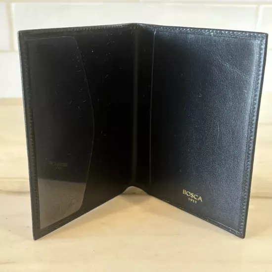 BOSCA 1911 Black Old Leather Travel Passport Holder Men Women