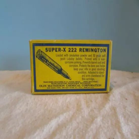 VINTAGE WESTERN SUPER X 222 REMINGTON W/EMPTY CARTRIDGE SHELLS Box Empty