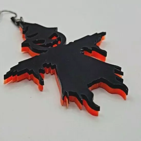 Halloween Party Jack-O-Lantern Pumpkin Scarecrow Drop Earrings Acrylic Black