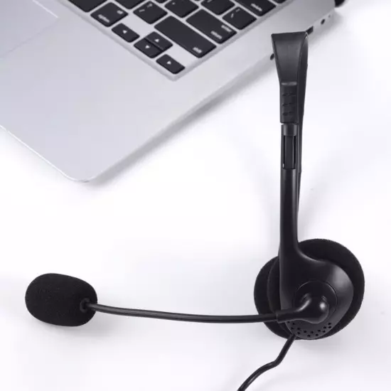 USB Headset Headphone with Microphone Noise Cancelling for PC Computer Call Chat