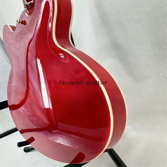 Custom Semi Hollow 335 Red Electric Guitar 2H Pickups Gold Part Black Pickguard