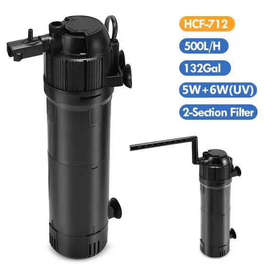 5-in-1 Internal Aquarium Fish Tank UV Sterilizer Filter Submersible Water Pump