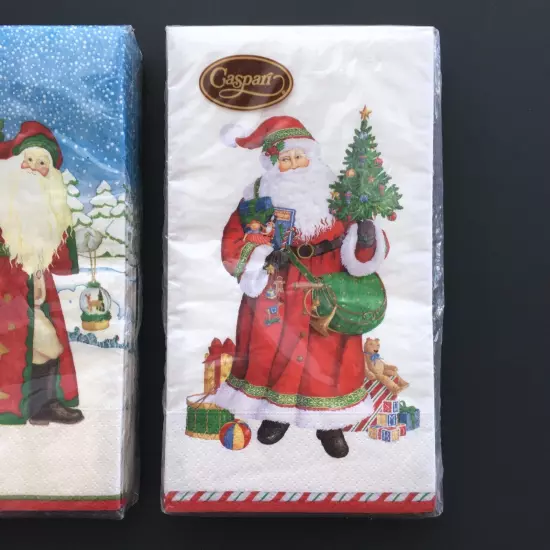 2x Caspari Paper Christmas Guest Towels Snowflake Santa St Nick Napkins 30 Total