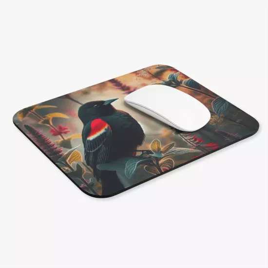 Mouse Pad (Rectangle) Red Winged Blackbird in Natural Environment Design 3