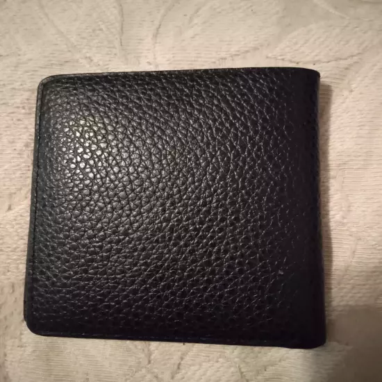 Vintage Men’s Vertical Wallet Bifold Pebbled Black Leather Cards Cash Slot