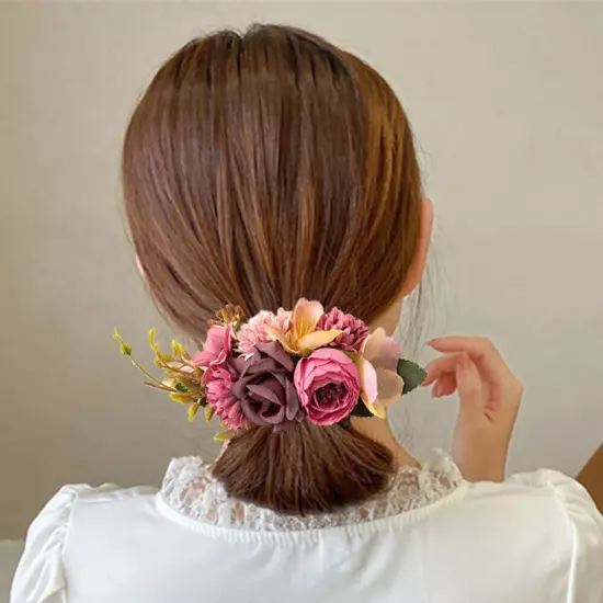 Bridal Boho Rose Flower Hair Comb Clip Hairpin Wedding Party Hair Accessories□