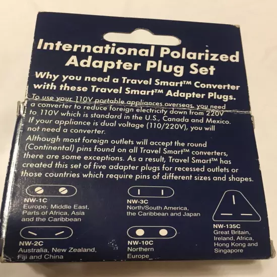 Franzus Travel Smart Adapter Plug Set International Travel Polarized with Box