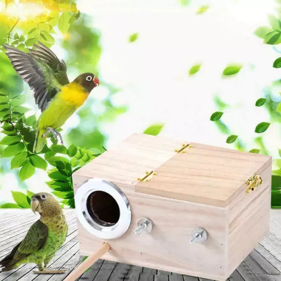 Wooden Small Bird Breeding Box Nesting Budgie House For Bird B4I1 Parrots A4G8