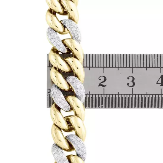 Miami Cuban Diamond Bracelet Men's 14K Yellow Gold Plated 8.5" Round Lab Created