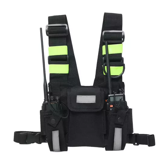 Tactical Harness Radio Pocket Chest Rig Bag Walkie Talkie Front Pack Vest Pouch