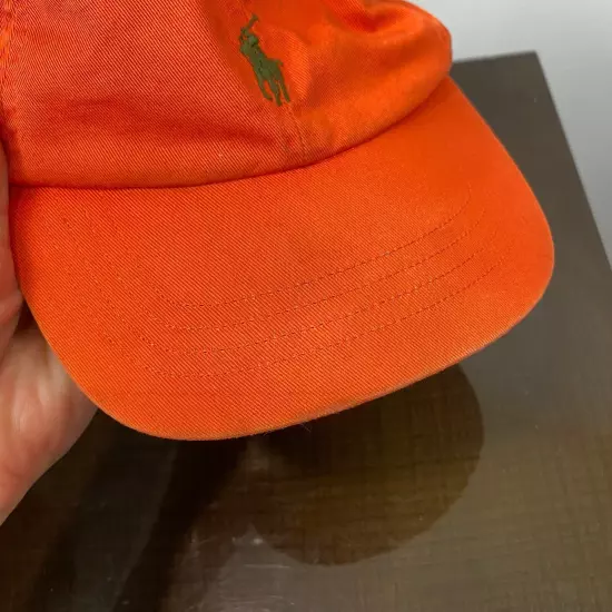 Polo Ralph Lauren Embroidered Pony Orange Baseball Hat Adjustable 