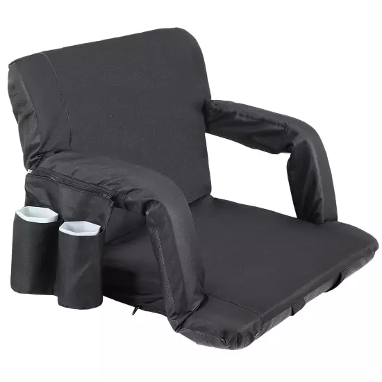 Reclining Stadium Seat for Bleachers with Padded Backrest Adjustable Armrests