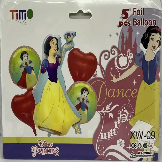 5 Pcs. Happy Birthday Snow White Balloons / 5 globos de Blanca Nieves