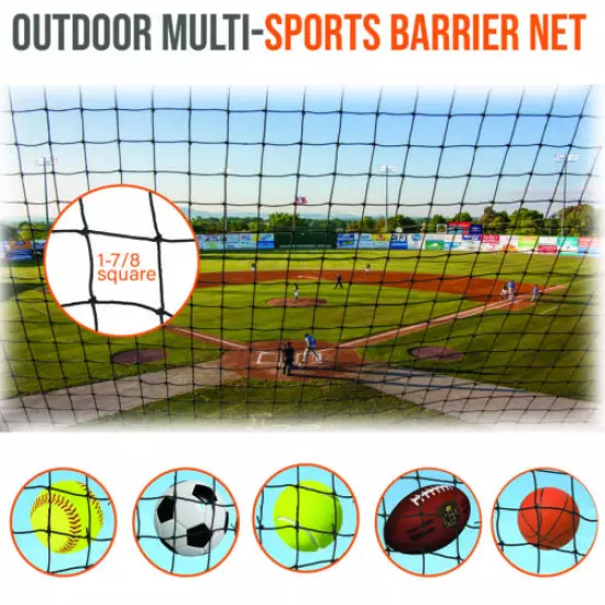 Baseball, Softball Barrier Net,Knotted Nylon , #18 Black, 10' X 15' NEW!