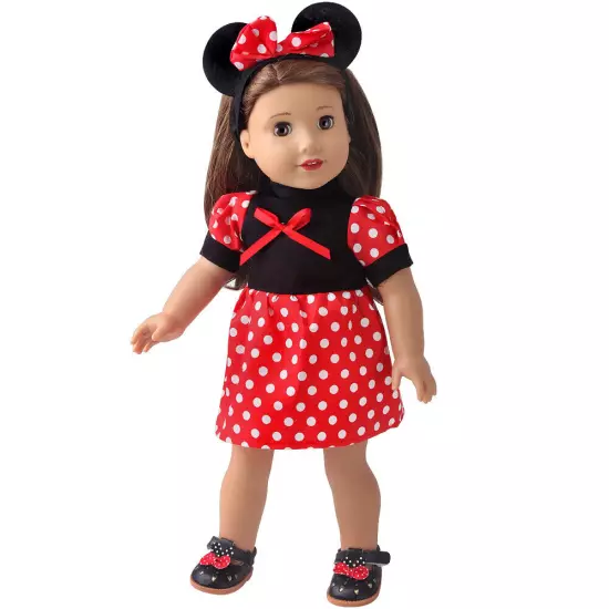 Mickey Dot Dress & headband set made for 18'' American girl party clothes