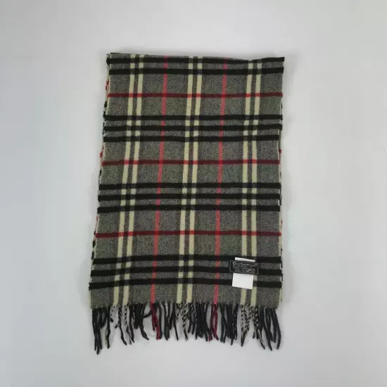 Burberry Wool Scarf Vintage Classic Check Warmer Fringe Winter Neckwear Scarves