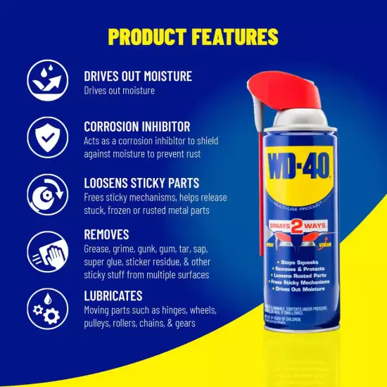 Multi Purpose Original WD-40 Formula 12oz Lubricant Spray 1-PACK w/. Smart Straw