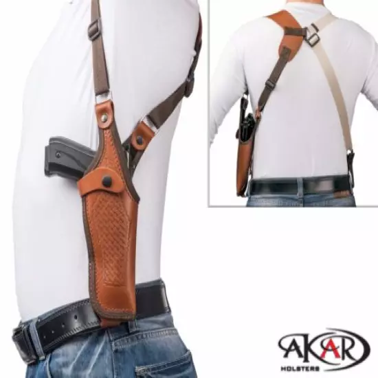 Vertical Shoulder Leather Holster for 1911 5" - 6" - Choose your Color & Hand -