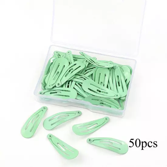 50X Women Girls Kids Hair Clips metal Snap Slides Close Hairpin 3cm Mini Clip C