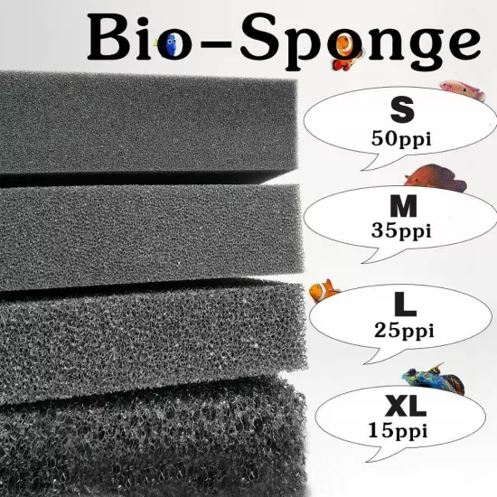 Bio Sponge Filter Media Pads Cut-to-fit Foam for Aquarium Fish Tanks Koi Ponds