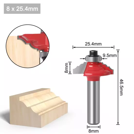 Edging Router Bit Abrasion-resistant Wide Application 8mm Shank Round Over