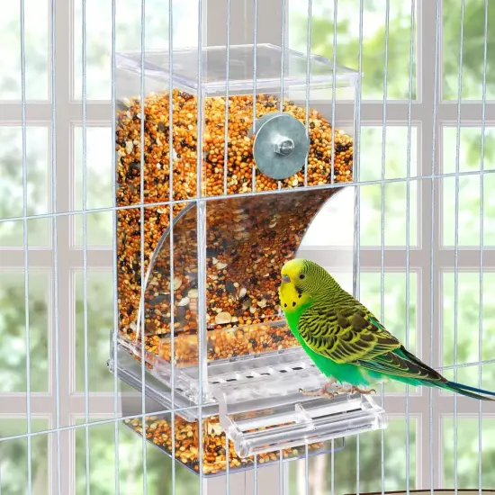 Rypet No Mess Automatic Bird Feeder Transparent Food Container 