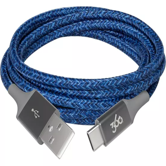 Habitat 4Ft Premium Braided Charging Cord, Navy, USB-C to USB-A for Phone, Table