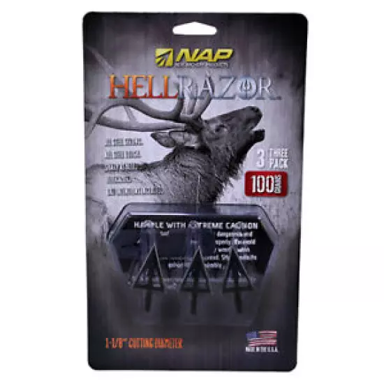 New Archery HellRazor Hunting Broad Head 100 Grain 3/Pack 60-410