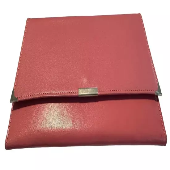 Woman’s Document Passport Travel Organizer Vintage Pink Leather Bi Fold Clutch