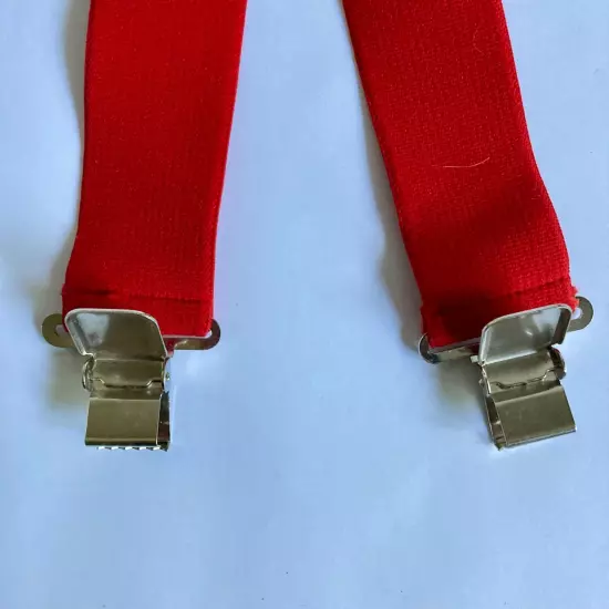 Carhartt Utility Suspenders Red Adjustable Silver Metal Clips