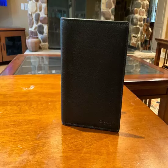 NEW Coach Black Leather Passport Case/Holder/Wallet