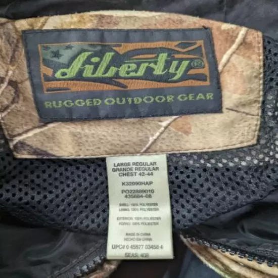 Liberty Rugged Outdoor Gear Camo Coat Jacket Large Mesh Lined Hooded Realtree