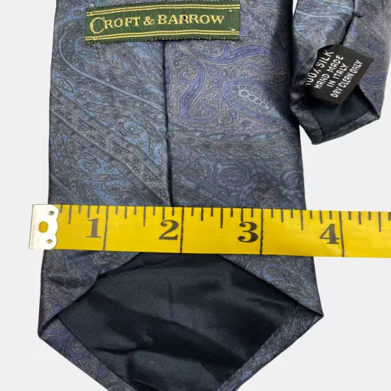 Croft & Barrow Blue Paisley Satin Necktie Tie 3.5" x 58"