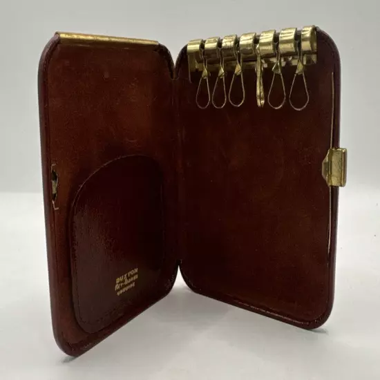 Vintage BUXTON Brown Cowhide 6 Key-Tainer Enclosed Key Holder Case